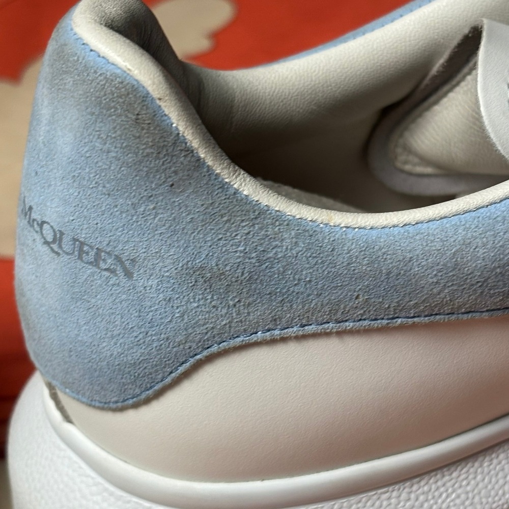 Alexander McQueen Oversized Sneakers White Light Blue Suede 553770 38.5 Designer - Picture 12 of 16